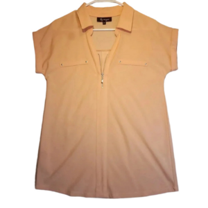 Women's  Lily Morgan Peach Short Sleeve Blouse Size Small